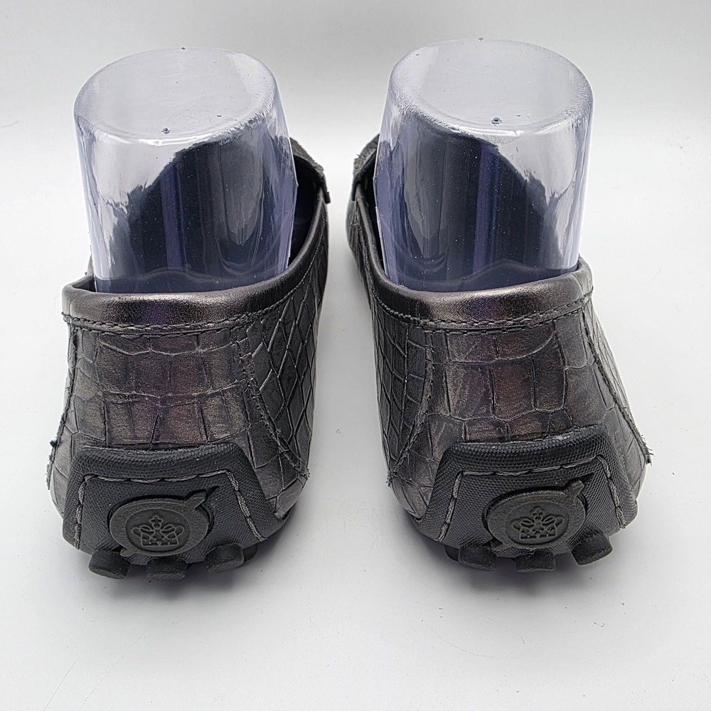 Born Malena Loafers Womens 9 Metallic Pewter Croc Embossed Leather Driving Shoes - Picture 3 of 10